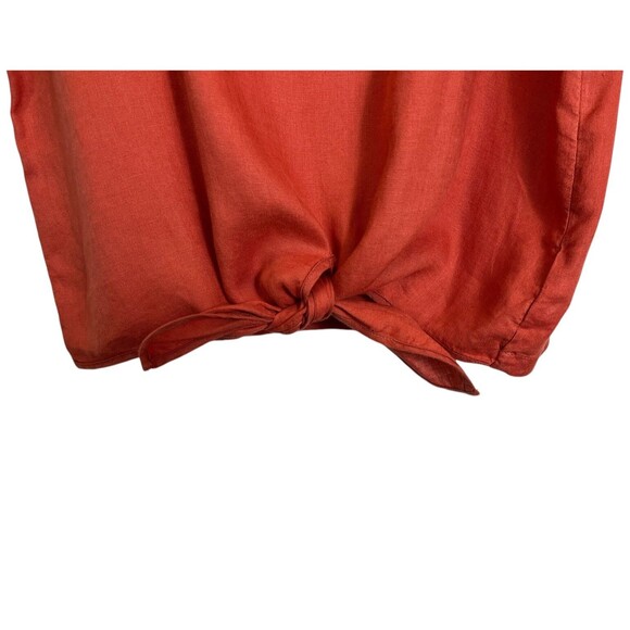 Rachel Zoe Coral Tie Front Linen Top  Women's Size L  Summer Top Vacation Vibes - Picture 3 of 8